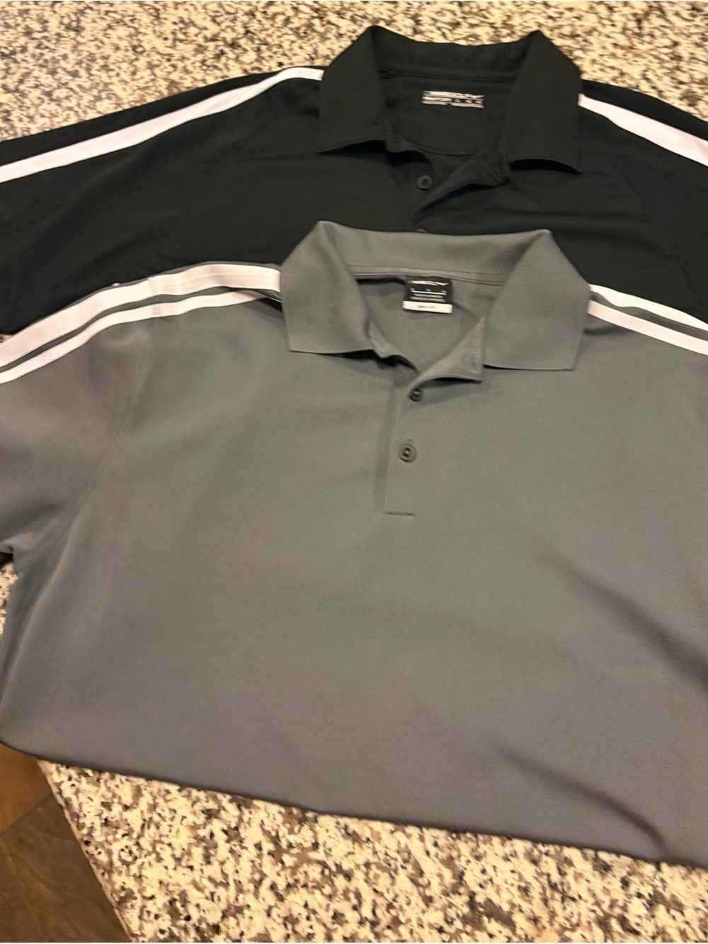 Nike Men's Polo Duo — Black and Gray with White Shoulder Stripes